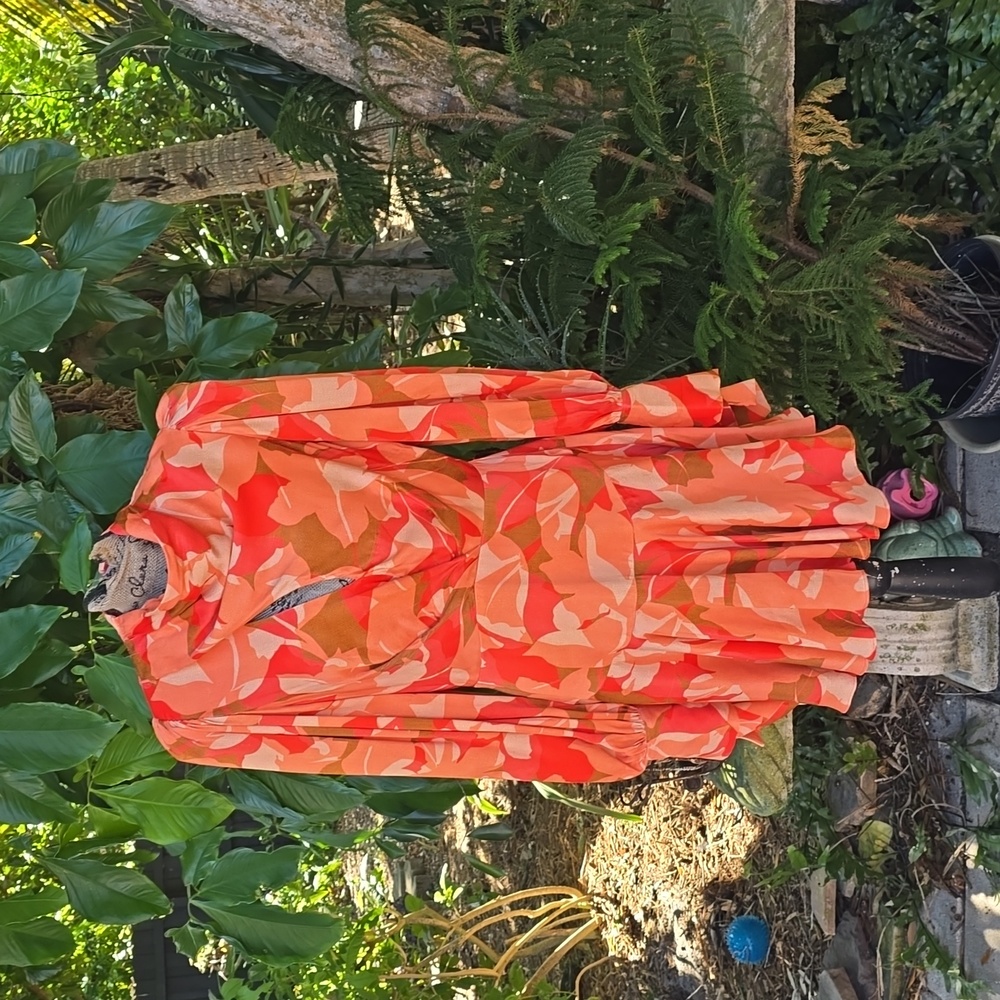 Acler sz 8 orange floral long sleeve mini dress. Gently worn condition